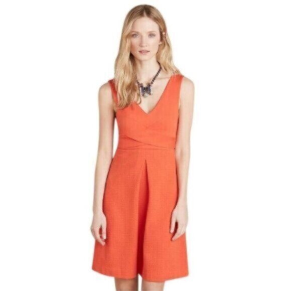 Anthropologie HD In Paris Orange Sleeveless Knee Length A Line Dress - Picture 1 of 17